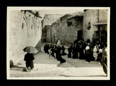 Christian Pilgrims Seated in the Via Dolorosa Area, Jerusalem, the 1920s