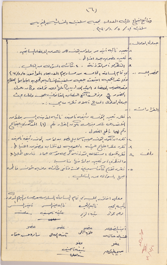 Meeting minutes of the Salfeet Women Charity's administrative body meeting dated 570