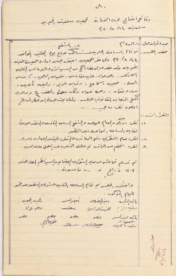 محضر اجتماع الهيئة الإدارية لجمعية سلفيت النسائية الخيرية بتاريخ 24\8\1970