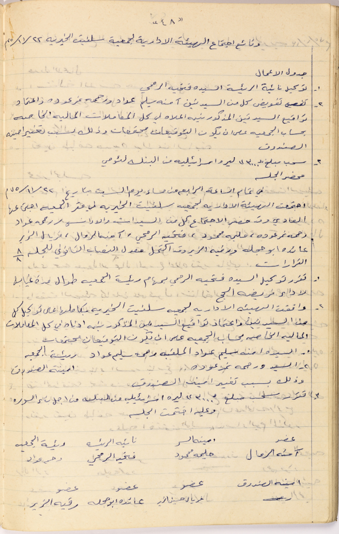 محضر اجتماع الهيئة الإدارية لجمعية سلفيت النسائية الخيرية بتاريخ 2275