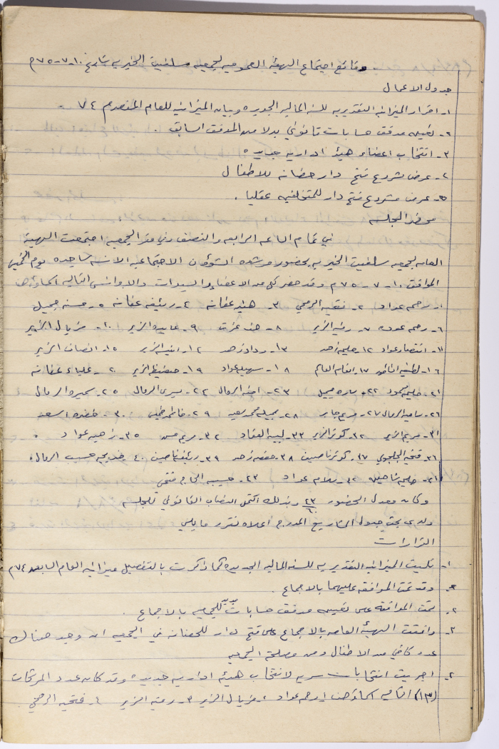 محضر اجتماع الهيئة االعمومية لجمعية سلفيت النسائية الخيرية بتاريخ 1075