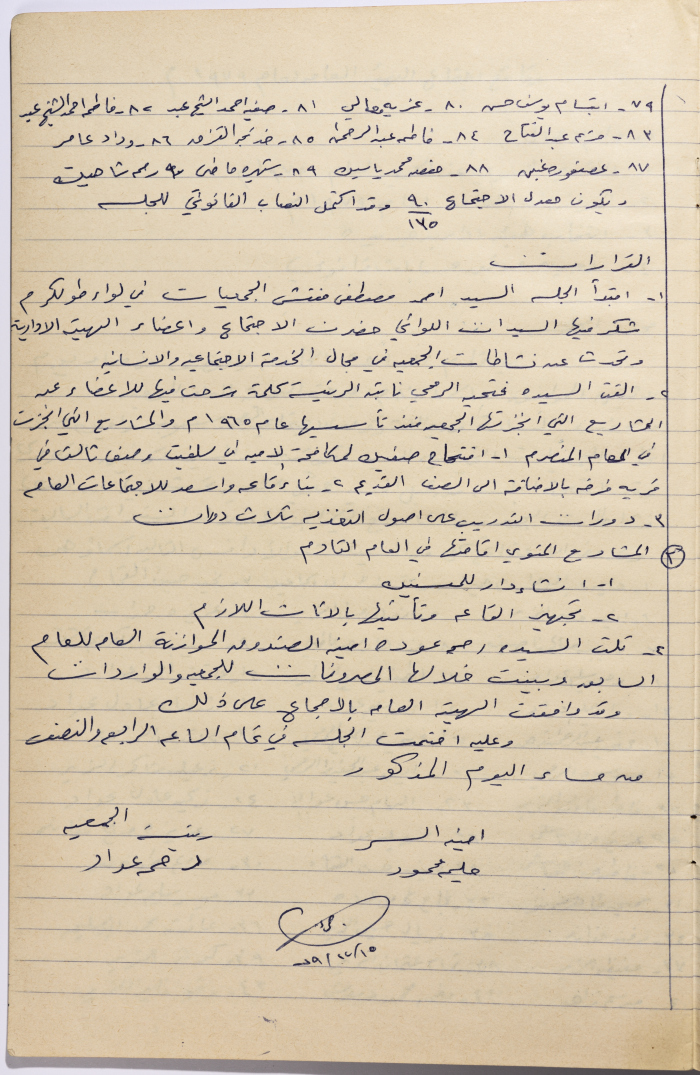 Meeting minutes of the Salfeet Women Charity's administrative body meeting dated 1579