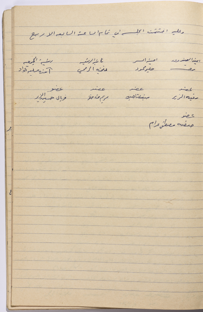 Meeting minutes of the Salfeet Women Charity's administrative body meeting dated 1880