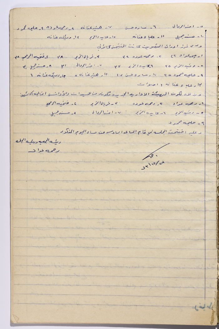 محضر اجتماع الهيئة االعمومية لجمعية سلفيت النسائية الخيرية بتاريخ 1075