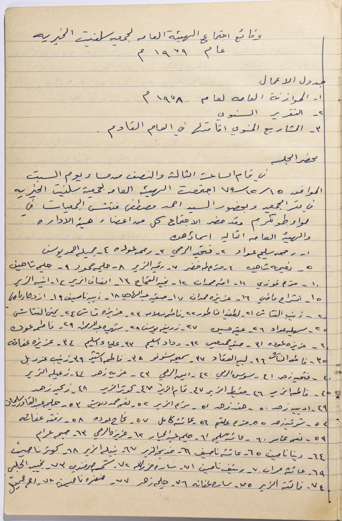 Meeting minutes of the Salfeet Women Charity's administrative body meeting dated 1579