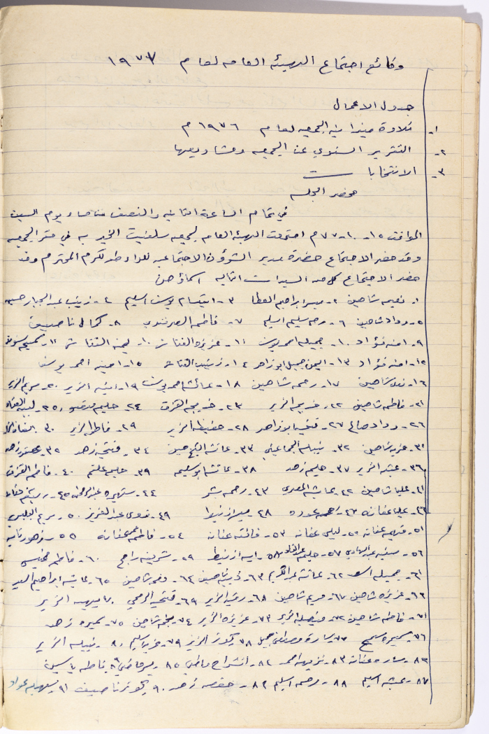 Meeting minutes of the Salfeet Women Charity's administrative body meeting dated 1577