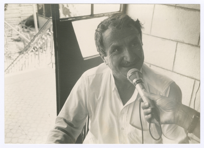 Bassam Shakaa during a Press Interview at His House in Nablus, 1980