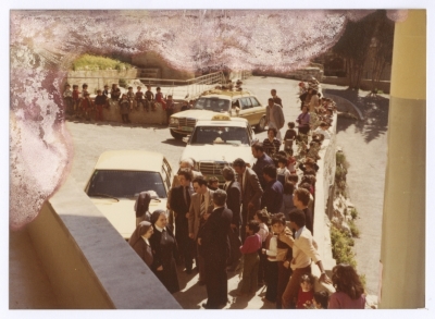 A Dundee Municipality Delegation Visiting SJS in Ramallah with Bassam Shakaa, 1981