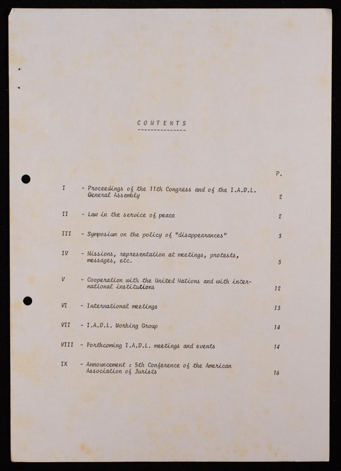 تقرير عن نشاطات رابطة الحقوقيين الديمقراطيين العالمية، بروكسل، 1981