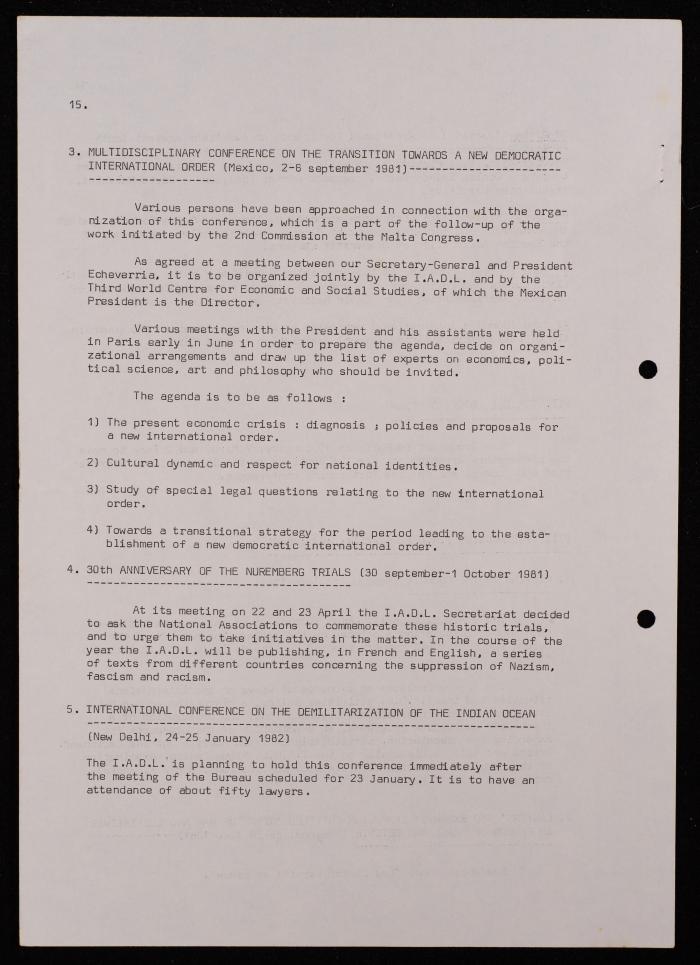 تقرير عن نشاطات رابطة الحقوقيين الديمقراطيين العالمية، بروكسل، 1981