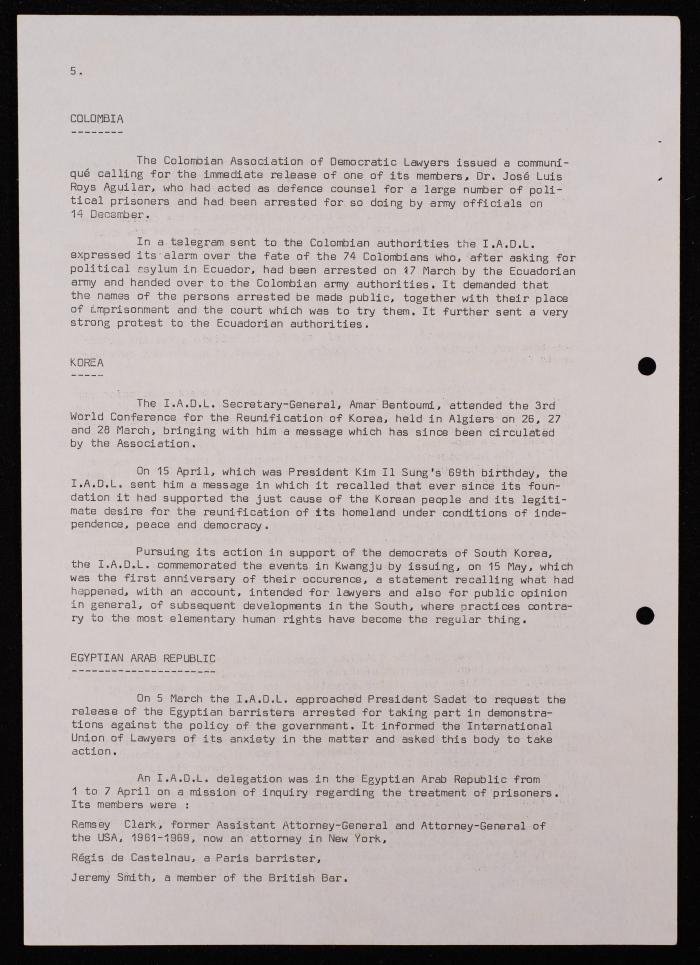تقرير عن نشاطات رابطة الحقوقيين الديمقراطيين العالمية، بروكسل، 1981