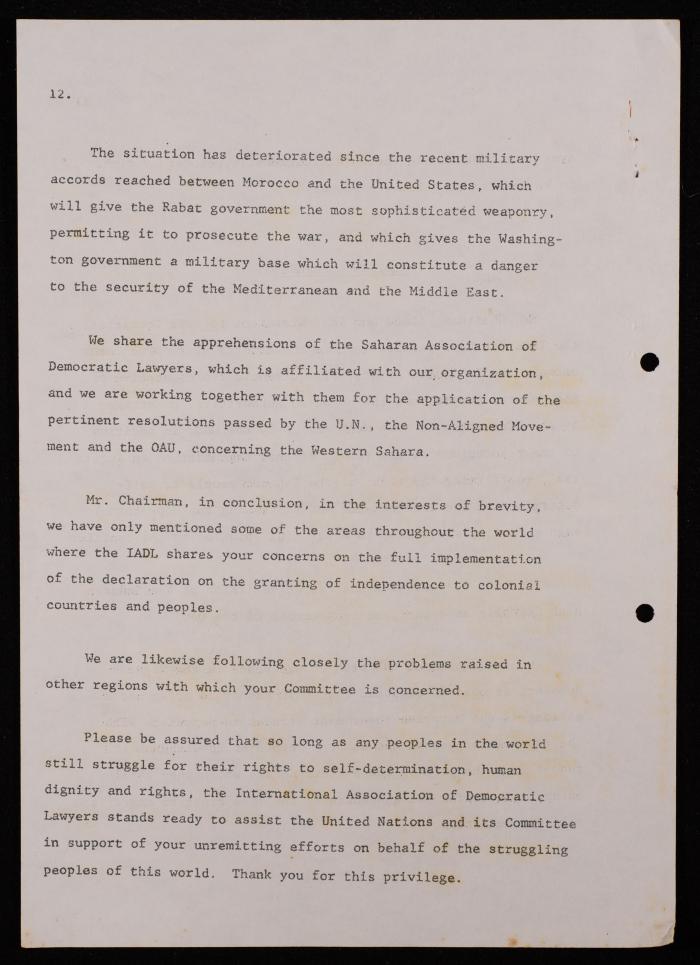 مؤتمر لرابطة الحقوقيين الديمقراطيين العالمية، بروكسل، 1981