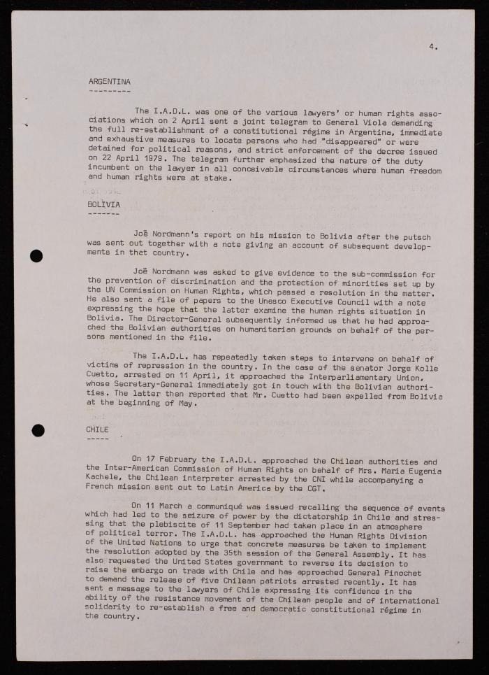 تقرير عن نشاطات رابطة الحقوقيين الديمقراطيين العالمية، بروكسل، 1981
