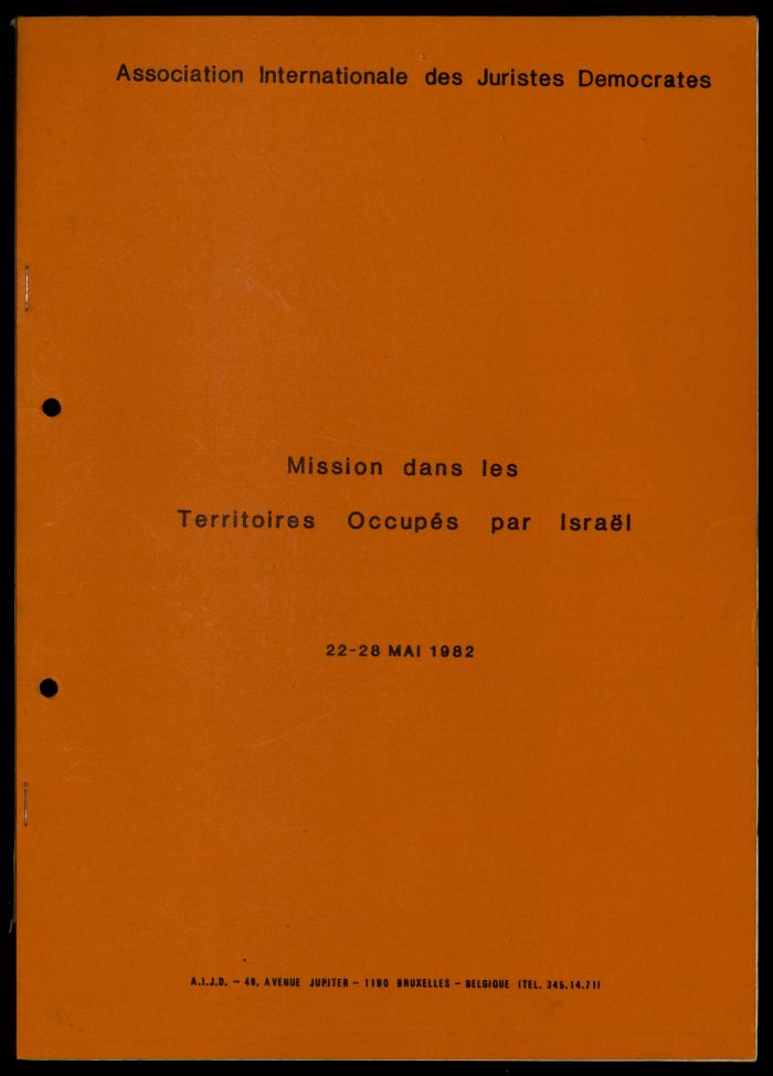 تقرير صادر عن رابطة الحقوقيين الديمقراطيين، بروكسل، 1982