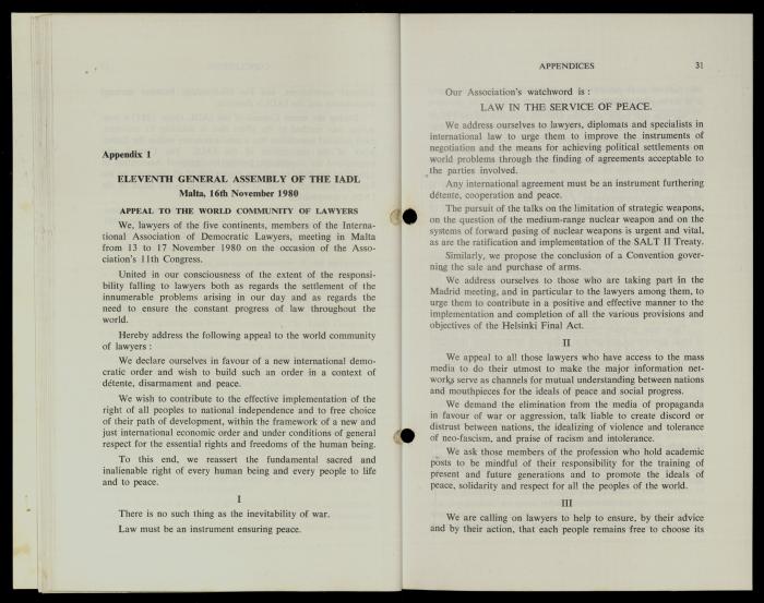 تقرير لرابطة الحقوقيين الديمقراطيين، بروكسل، 1981
