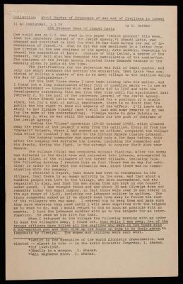 A Document Titled "About Murder of Prisoners of War and of Civilians in Israel", Written by R. Barkan, 3 March 1978