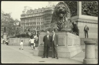 Yousef Hussein With His Son At Trafalgar Square, London,  the 1950s 
