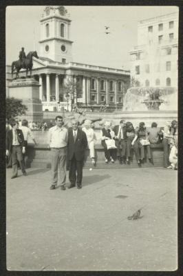 Yousef Hussein with his Son in Front of the Statue of George IV, the 1950s