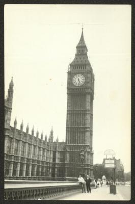 Yousef Hussein with his Son in Front of Big Ben Clock Tower, London, the 1950s