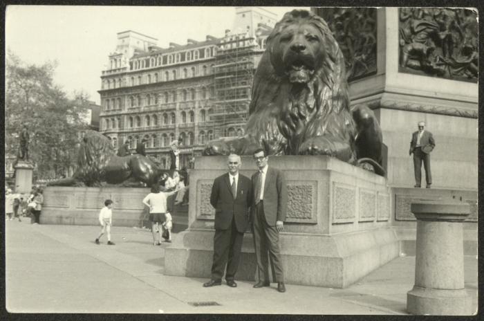 Yousef Hussein With His Son At Trafalgar Square, London,  the 1950s 