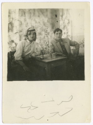 Bassam Shakaa with His Friend in a Cafe
