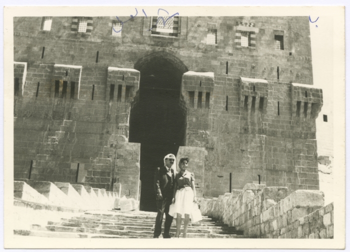 Bassam Shakaa and His Wife in Front of the Citadel of Aleppo, 1961