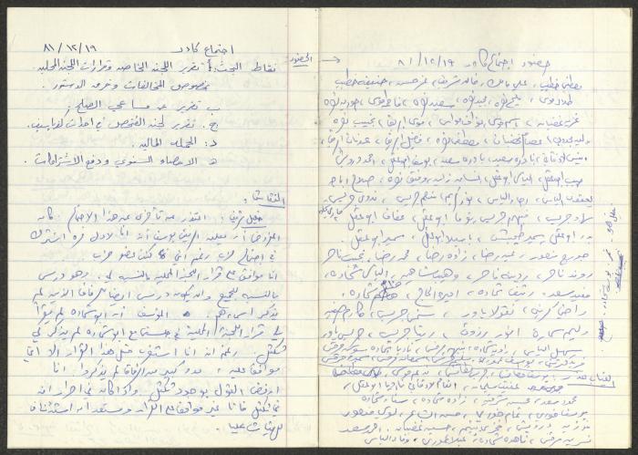 محضر اجتماع، تشرين الأول 1981