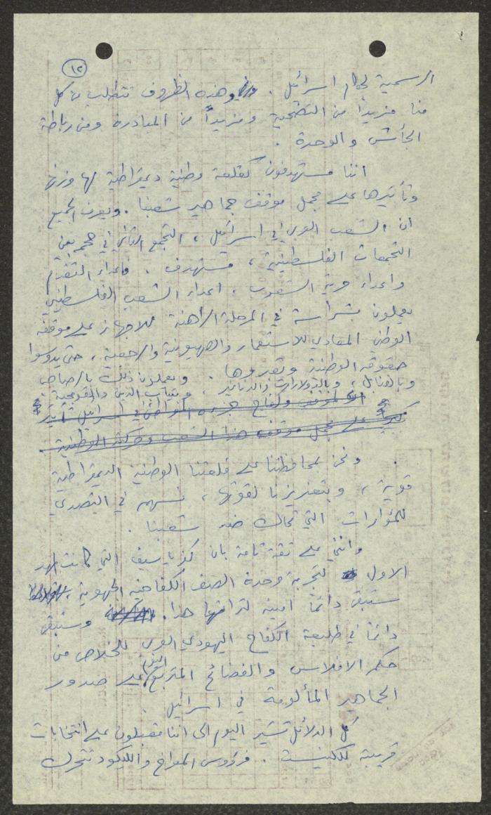 A Statement Submitted to the Kafr Yasif Democratic Front, 6 March 1987