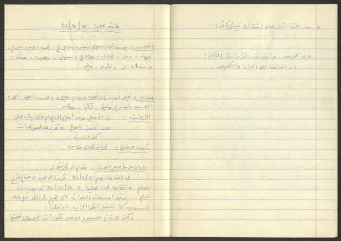 Minutes of the Kafr Yasif Local Committee Meetings, 1981