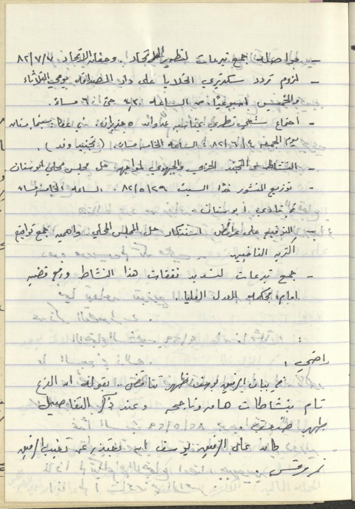 محاضر اجتماعات سكرتارية الحزب الشيوعي، كفر ياسيف،1981