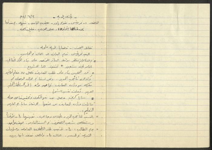 The Minutes of the Kafr Yasif Municipal Committee Meetings, 1982