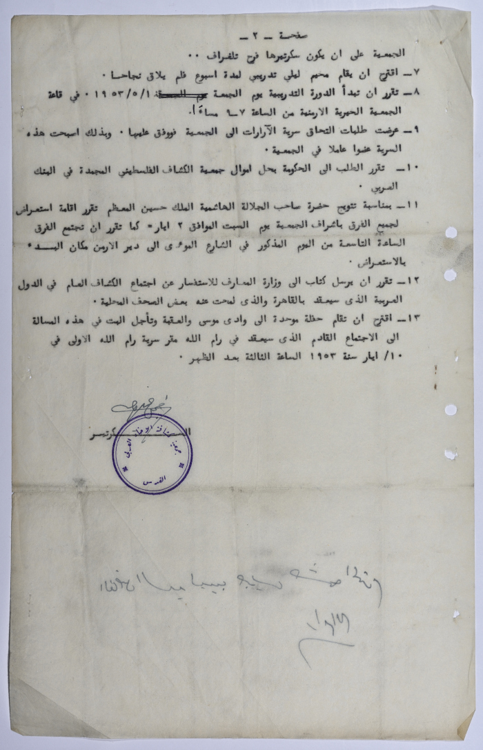 The Arab Brotherhood Association, Minutes of a Meeting, 19/4/1953