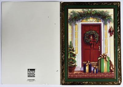 بطاقة معايدة بمناسبة أعياد الميلاد ورأس السنة الميلادية مقدمة من سهى ضبيط إلى سرية رام الله الأولى