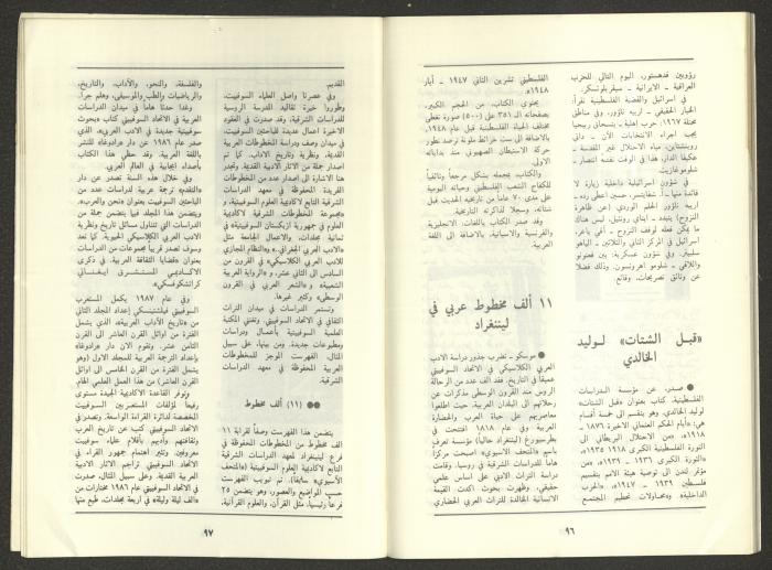 Issue 11 of al-Jadeed Magazine, November 1987 