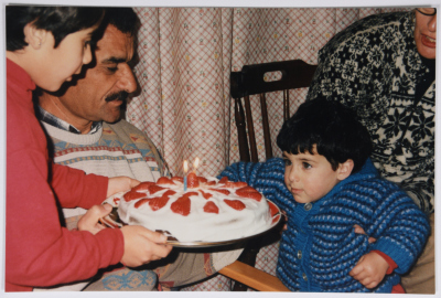 Salah Ayyad with his daughters on his 50th birthday