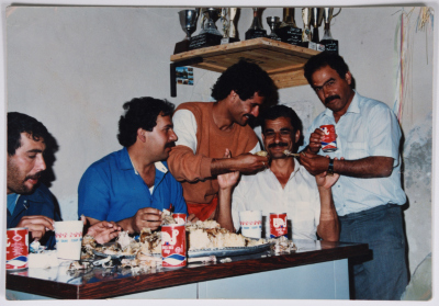 A photo of Salah Ayyad with his friends in Abu Deis