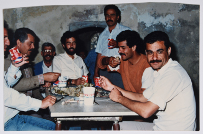 A photo of Salah Ayyad with his friends in Abu Deis