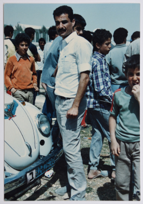 A photo of Salah Ayyad during a protest in front of Ma