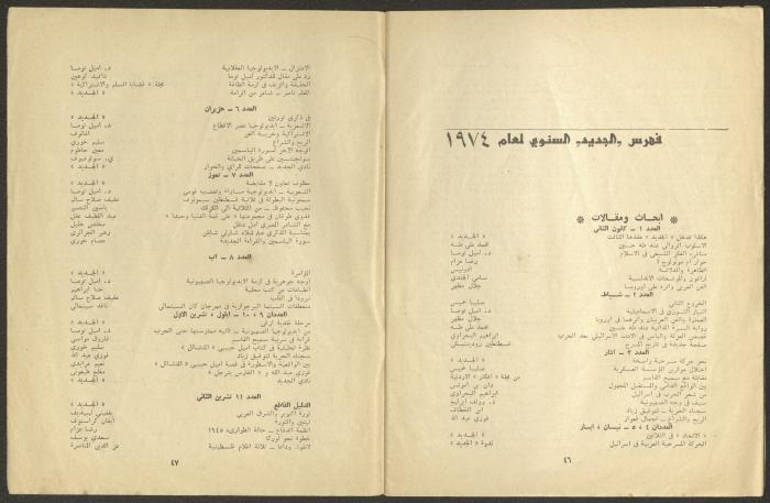 Issue 12 of al-Jadeed Magazine, December 1974 