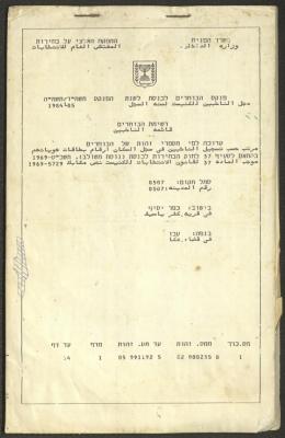 Knesset Voter Registry in the Village of Kafr Yasif, 1984-85