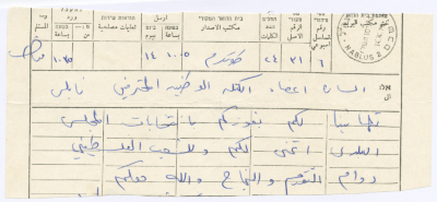 A Congratulatory Telegram to Bassam Shakaa, Tulkarm, 14 April 1976