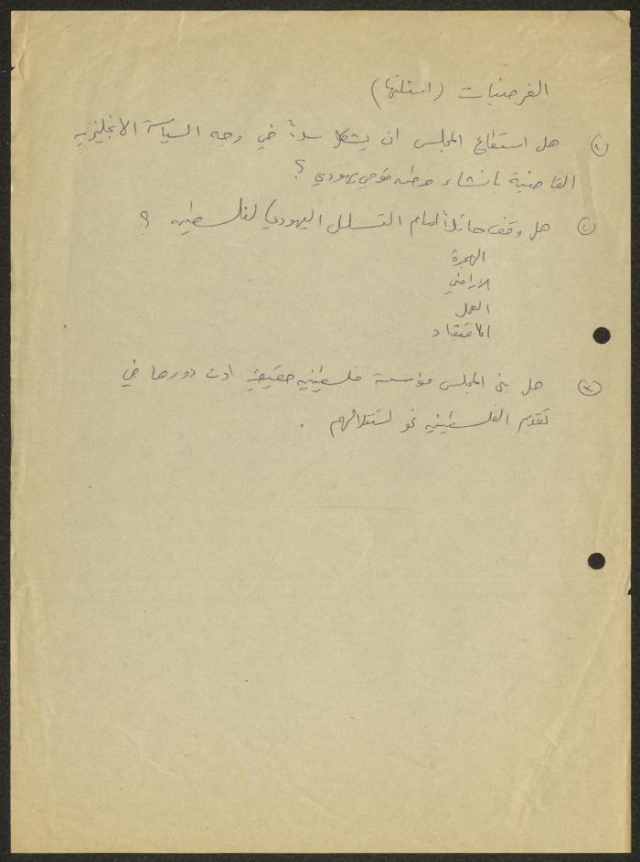 Hypotheses Questions about the Role of the Supreme Islamic Council, by  Sameeh Hammoudeh