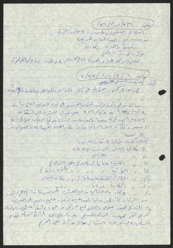 Quotations from Files on Proselytism in Palestine, by Sameeh Hammoudeh, 1927-1928