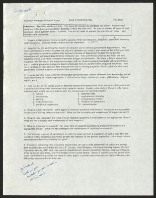 Research Methods Midterm Exam, 1993