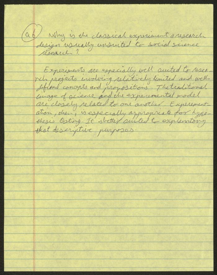 Exam Answer Sheet in Social Sciences