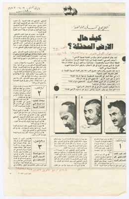 "كيف حال الأرض المحتلة؟" صفحة من مجلة الوطن العربي، 3 تشرين الثاني 1983