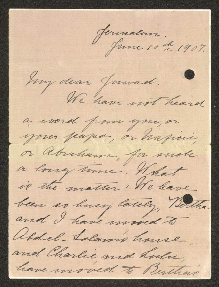 A Letter from the Sameeh Hammoudeh Collection