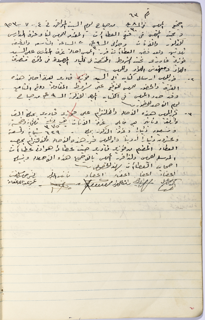 محضر جلسة مجلس قروي سلفيت رقم 63، 4 تموز 1953