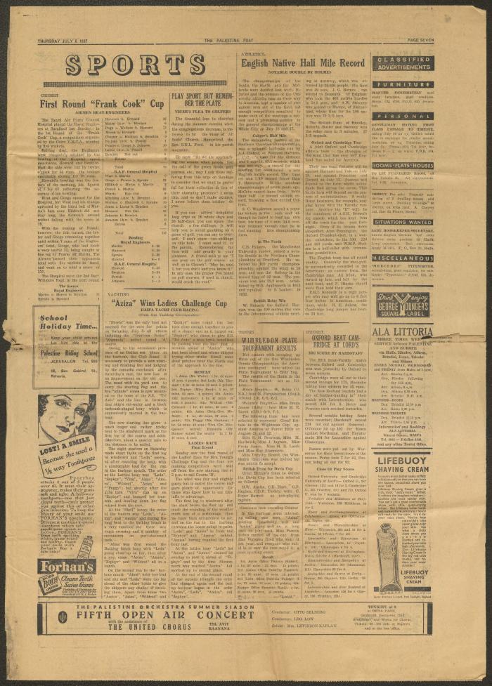 The Palestine Post Newspaper, 8 July 1937