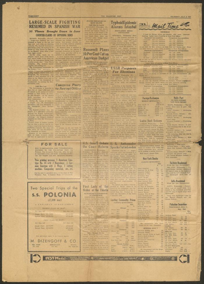 The Palestine Post Newspaper, 8 July 1937